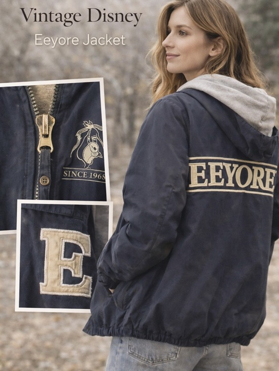 Disney Jackets & Blazers - Disney Navy and Cream Eeyore Varsity Jacket